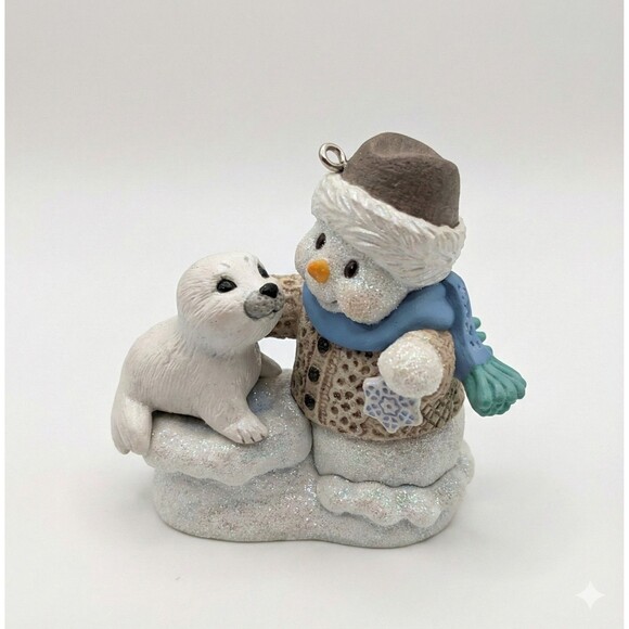 2009 Hallmark Keepsake Ornament SNOW BUDDIES 12th Series Snowman Seal QX8095 Box - Picture 1 of 15